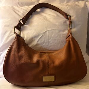 Sharif Tan Pebbled Leather Hobo Shoulder Bag